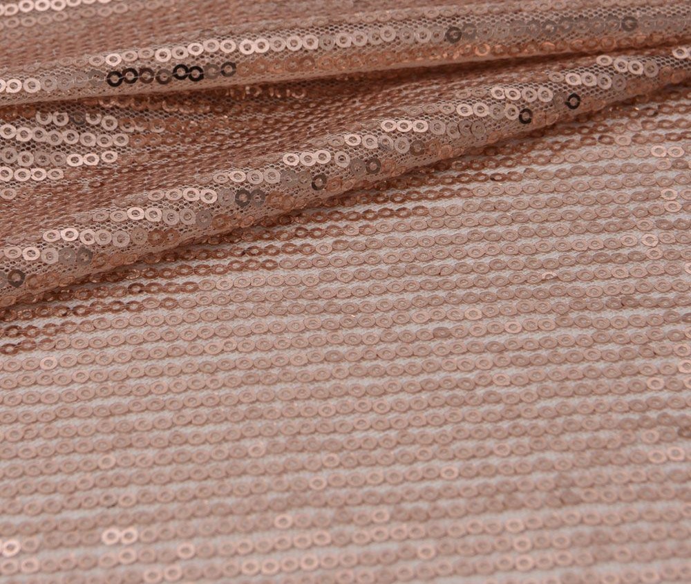 Rose gold sequin mesh cloth, draped
